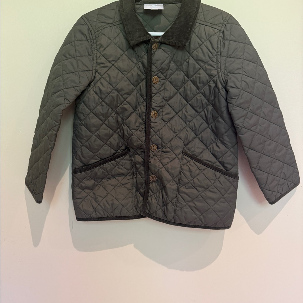 Little English Kids Quilted Green Jacket Sz 5